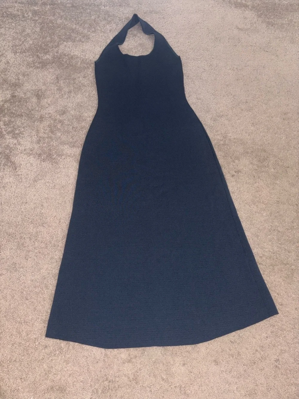 Zara Black Knit Halter Neck Midi Dress size S - Picture 3 of 11